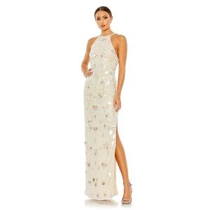Max Duggal style 10878 CRYSTAL EMBELLISHED CASCADE OPEN BACK COLUMN GOWN 12